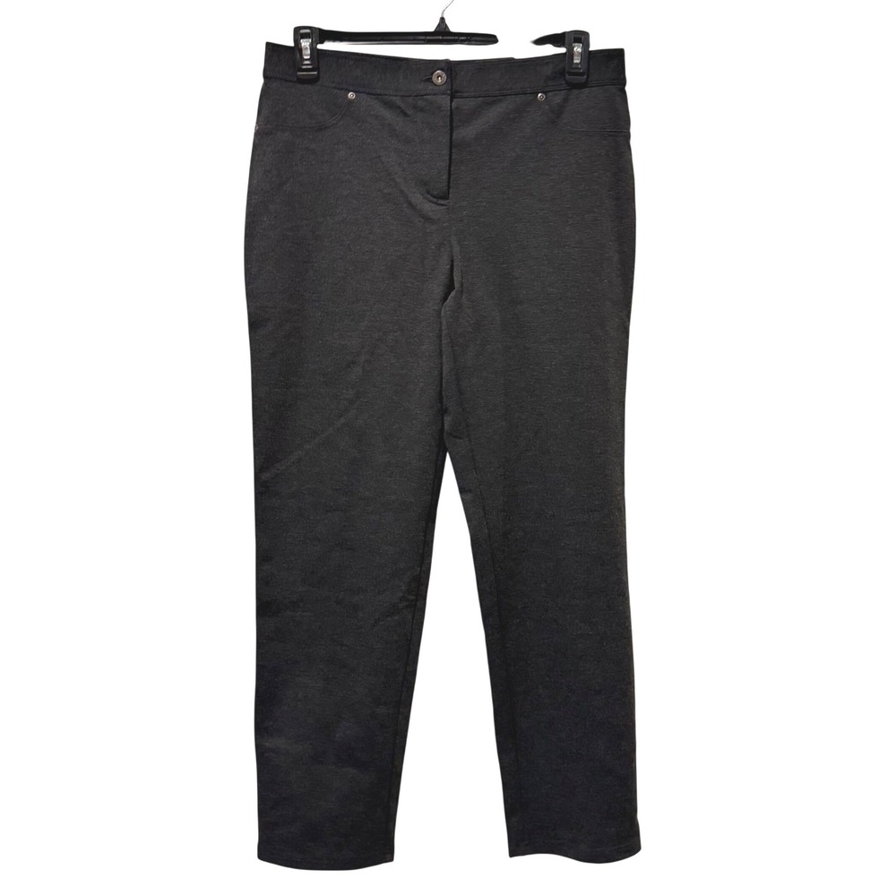 Chicos Premiere Ponte Faux Pocket Pants Heather Grey Size 12 Short 570083237 NEW